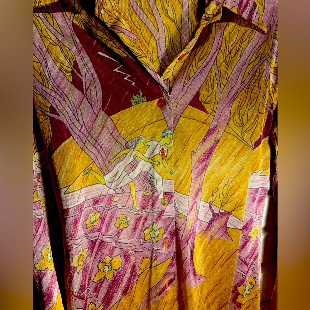 VINTAGE 70s Disco Graphic Print ART PIECE Polyester